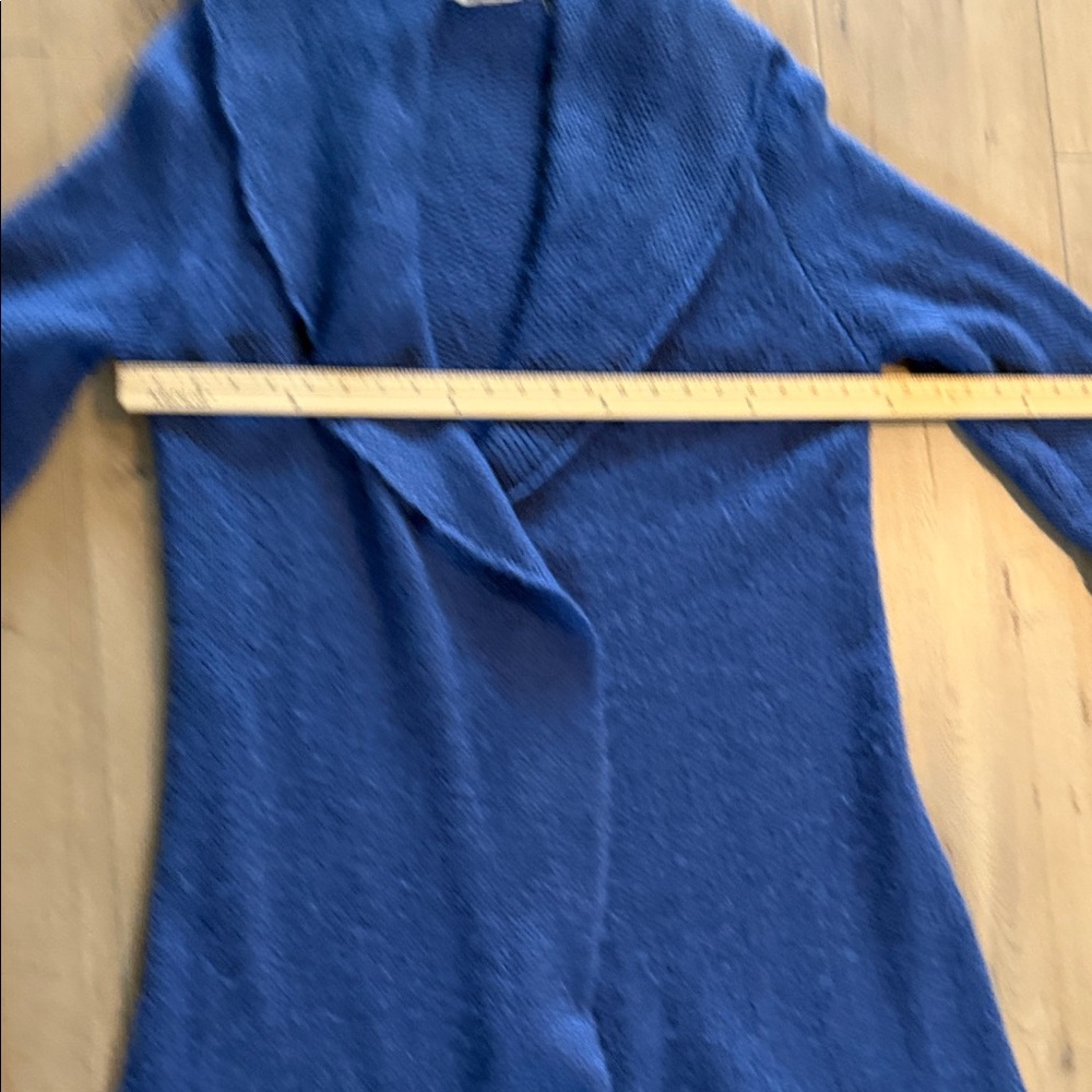 Blue Long Open-Front Women's Sweater Cardigan - Picture 10 of 12